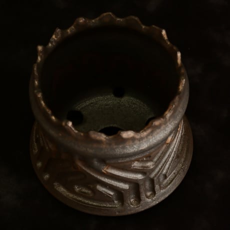 《size S》根本峻吾 作品【 S.N.POT type. cylinder「 鐡 - 黒焔 - 」3号 】笠間焼 植木鉢 [No.73]