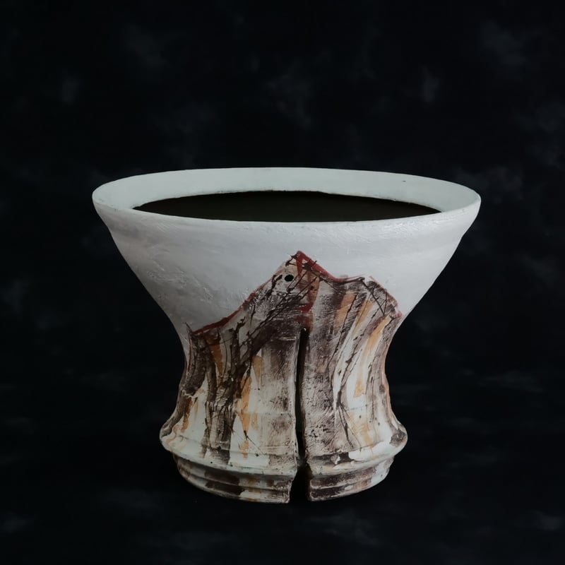 陶器鉢　沼野秀章　植木鉢　笠間焼 沼野秀章 作品【 刻ム音 】3号 笠間焼 植木鉢 ［ No.20］ | 陶賊