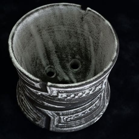 根本峻吾 作品【 S.N POT type.slim「 月光ノ雷電 」4.5号 】笠間焼 植木鉢 [No.29]