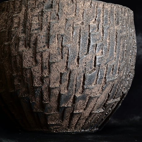 沼野秀章 作品【 black wrap 】3.5号 笠間焼 植木鉢 ［ No.38］