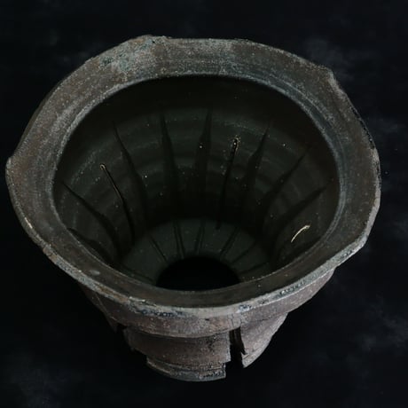 沼野秀章 作品【 Black Wrap 】3.5号 笠間焼 植木鉢 ［ No.133］