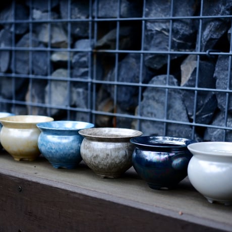坂本新 作品【 LUSTER OVERGLAZE  - 青虹彩 -  turquoise  】 笠間焼 植木鉢