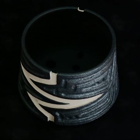 《size M》根本峻吾 作品【  S.N POT type.cylinder「 雷電 - raiden - 」4号 】笠間焼 植木鉢 [No.147]