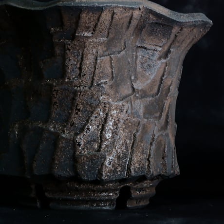 沼野秀章 作品【 black wrap 】3.5号 笠間焼 植木鉢 ［ No.66］