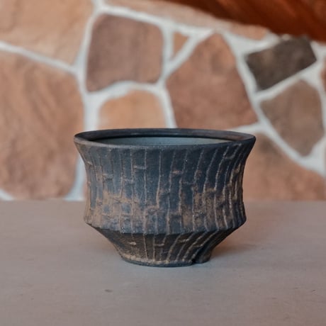 沼野秀章 作品【 black wrap 】3.5号 笠間焼 植木鉢 ［ No.114］