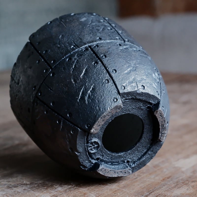 沖誠　植木鉢　燻銀彩　3号　リベット　作家鉢　塊根　アガベ　サボテン 沖誠 植木鉢 燻銀彩 3号 リベット 作家鉢 塊根 アガベ サボテン