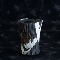根本峻吾 作品【 S.N POT type.tall「爪牙 -堕天黒- 」3号 】笠間焼 植木鉢 [No.20]