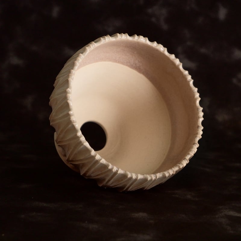 中野明彦 作品 【 KIRIKO - 藤色 - 】 4号 笠間焼 植木鉢 ［ No.12 ］