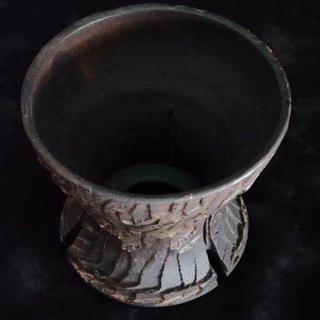 沼野秀章 作品【 black wrap 】φ13cm 笠間焼 植木鉢 ［ No.125］
