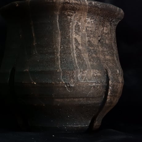 沼野秀章 作品【 black wrap 】長鉢 φ12.5cm 笠間焼 植木鉢 ［ No.127］