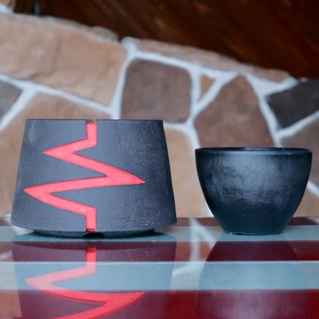 根本峻吾 作品【 S.N.Pot '' volcano ver. 2.0 " RED 4号 】笠間焼 植木鉢