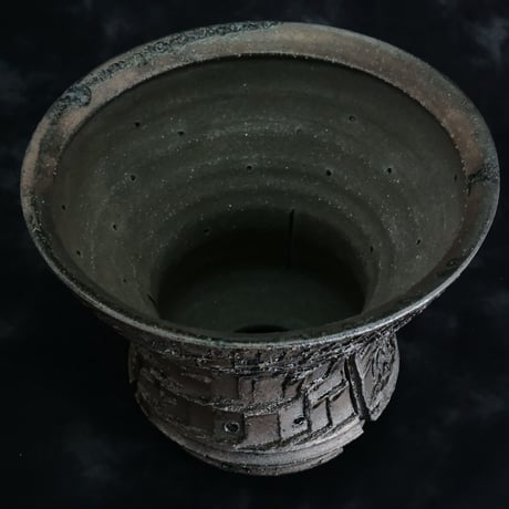 沼野秀章 作品【 Black Wrap 】5号 笠間焼 植木鉢 ［ No.138］
