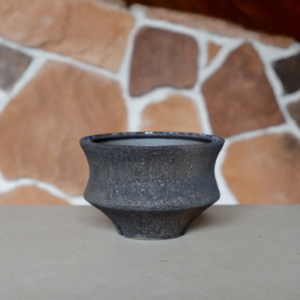 沼野秀章 作品【 black & blue 】3.5号 笠間焼 植木鉢 ［ No.83 ］