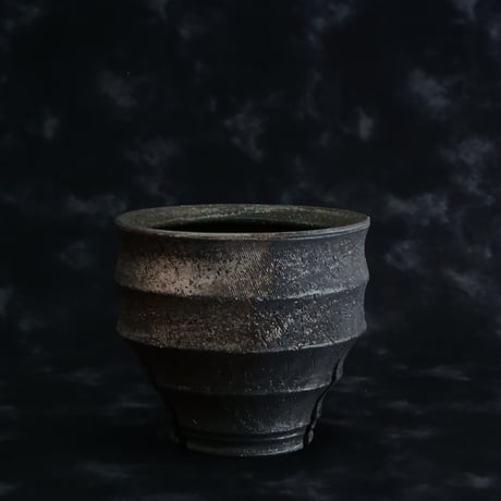 沼野秀章 作品【 Black Wrap 】3.5号 笠間焼 植木鉢 ［ No.132］