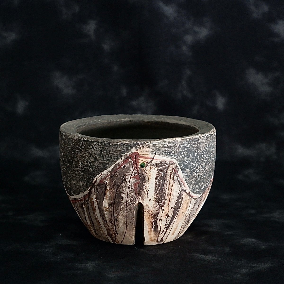 陶器鉢　沼野秀章　植木鉢　笠間焼 沼野秀章 作品 【 刻ム音 】 3号 笠間焼 植木鉢 ［ No.86］ | 陶