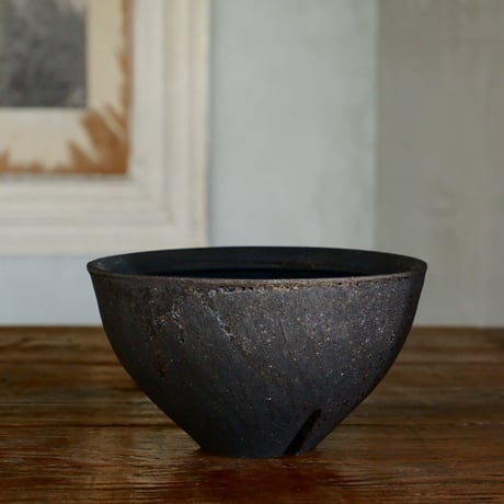 沼野秀章 作品【 black wrap  4.5号 】笠間焼 植木鉢 12