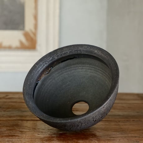 沼野秀章 作品【 black wrap  4.5号 】笠間焼 植木鉢 12