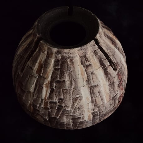 沼野秀章 作品【 刻ム音 】φ14.5cm 笠間焼 植木鉢 ［ No.129］