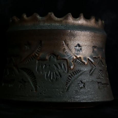 《size M》根本峻吾 作品【  S.N POT type.cylinder「 刻印 - kokuin - 」4号 】笠間焼 植木鉢 [No.149]