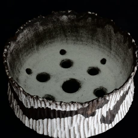 《size XL》根本峻吾 作品【 S.N POT type.low「爪牙 -堕天白- 」6号 】笠間焼 植木鉢 [No.193]