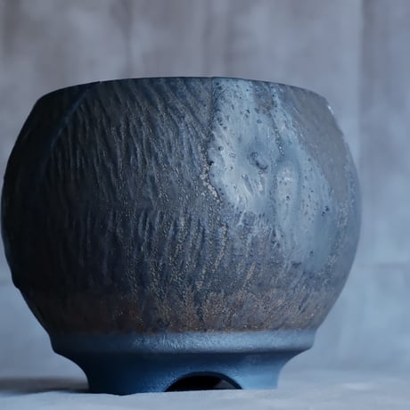 磯部祐介 作品【  円 - en -  "金剛 飛び鉋 ver. " 3.5号 】M 笠間焼 植木鉢［No.7］
