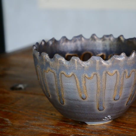 根本峻吾 作品【 S.N.POT type round 「黒焔 - kokuen - 」 4号 】笠間焼 植木鉢