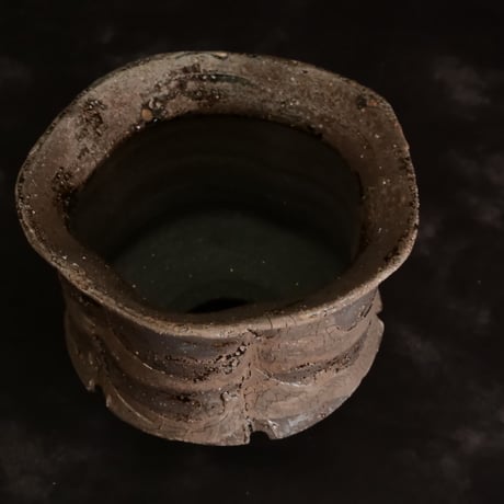 沼野秀章 作品【 Black Wrap 】3号 笠間焼 植木鉢 ［ No.6］