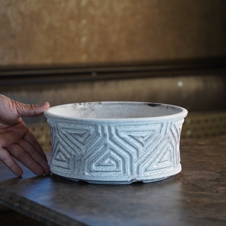 《 8号サイズ 》根本峻吾 作品【  S.N POT type.slim-low「 月光ノ鐵 」笠間焼 植木鉢
