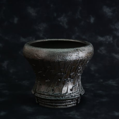 沼野秀章 作品【 black wrap 】4号 笠間焼 植木鉢 ［ No.69］