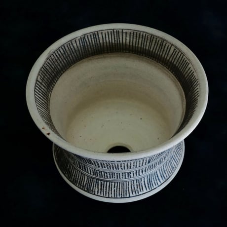 森田昌求 作品【 Abstract Scratch   】4号 笠間焼 植木鉢 ［ No.47 ］