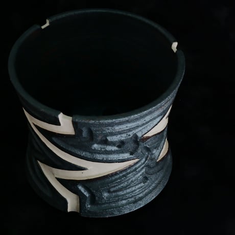 《size L》根本峻吾 作品【  S.N POT type.slim「 雷電 - raiden - 」5号 】笠間焼 植木鉢 [No.146]