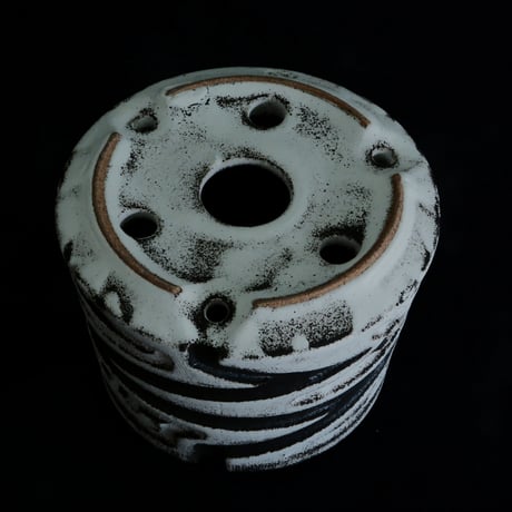 《size S》根本峻吾 作品【  S.N POT type.cylinder「 月光ノ雷電 」3号 】笠間焼 植木鉢 [No.101]