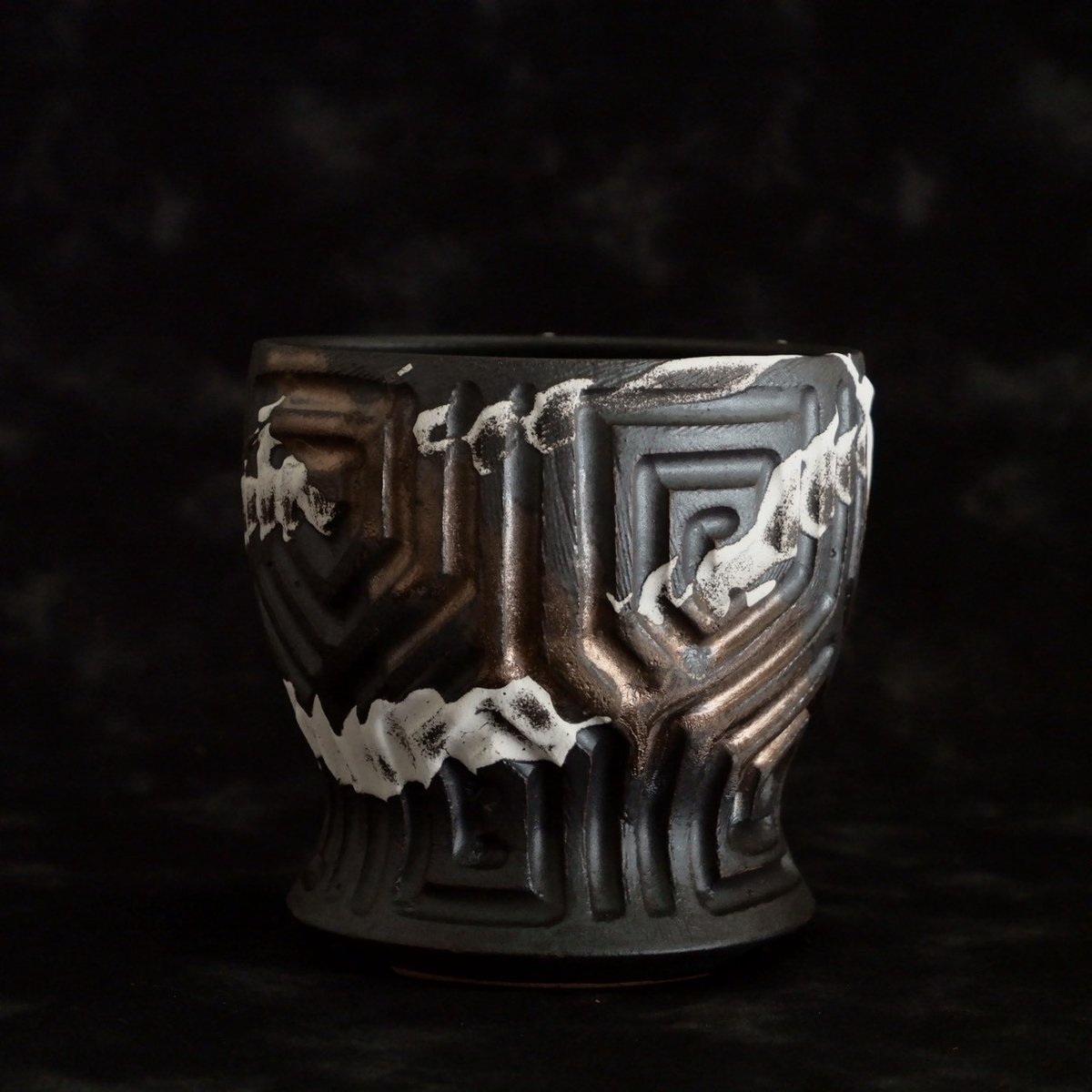 根本峻吾 作品 S.N POT type.round【 鐡 / 堕天 】3.5号 笠間焼 植木