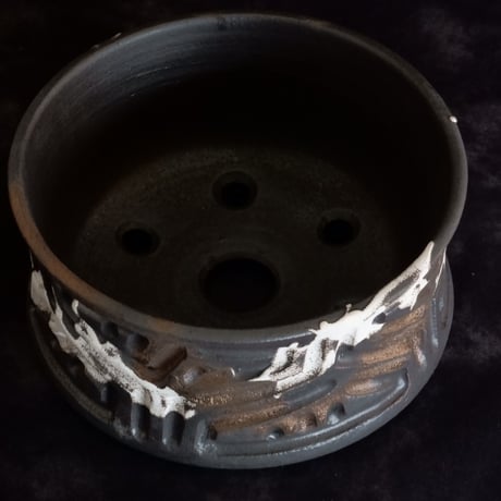 《size L》根本峻吾 作品【 S.N POT type.low「鐵 -堕天黒- 」5号 】笠間焼 植木鉢 [No.09]