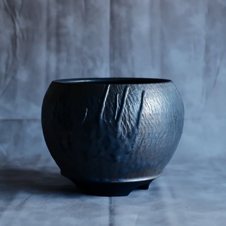 磯部祐介 作品【  円 - en -  "金剛 飛び鉋 ver. " 4.5号 】L 笠間焼 植木鉢［No.9］