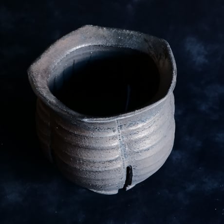 沼野秀章 作品【 black wrap 】3号 笠間焼 植木鉢 ［ No.10］