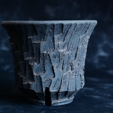 沼野秀章 作品【 Black Wrap 】3.5号 笠間焼 植木鉢 ［ No.143］