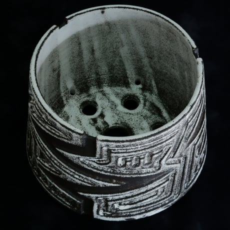 《size L》根本峻吾 作品【  S.N POT type.cylinder「 月光ノ雷電 」5号 】笠間焼 植木鉢 [No.103]