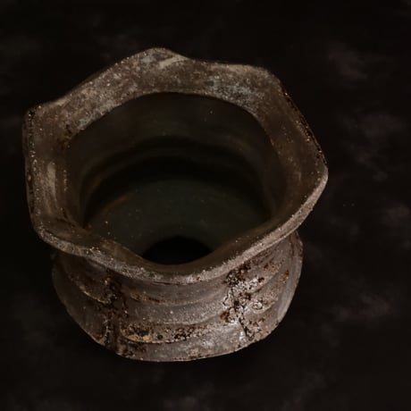 沼野秀章 作品【 Black Wrap 】3.5号 笠間焼 植木鉢 ［ No.9］