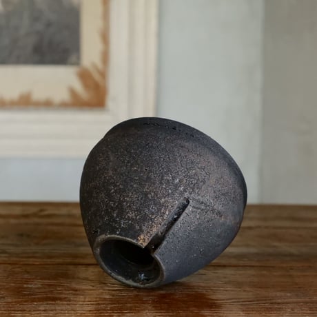 沼野秀章 作品【 black wrap  3.5号 】笠間焼 植木鉢 11