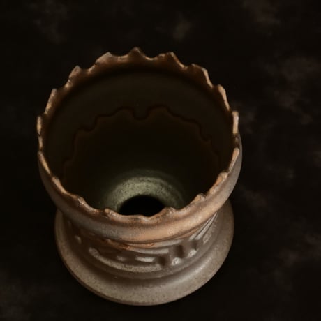 《size S》根本峻吾 作品【 S.N.POT type. slim「 鐡 -  黒焔 - 」3号 】笠間焼 植木鉢 [No.75]