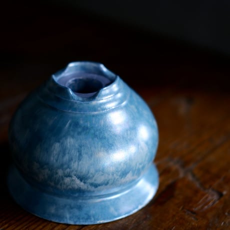 坂本新 作品【 LUSTER OVERGLAZE  - 水虹彩 -  aqua marine  】 笠間焼 植木鉢