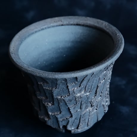 沼野秀章 作品【 Black Wrap 】3.5号 笠間焼 植木鉢 ［ No.143］