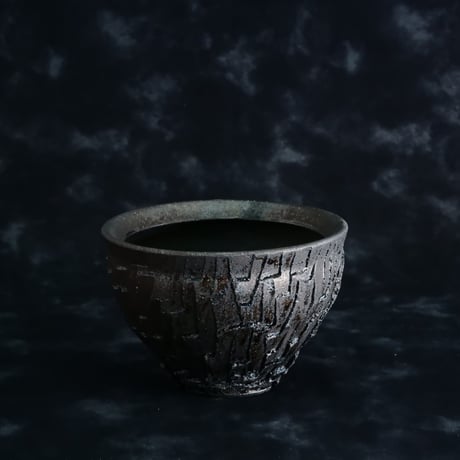 沼野秀章 作品【 black wrap 】3.5号 笠間焼 植木鉢 ［ No.59］