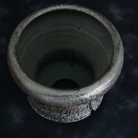 沼野秀章 作品【 black wrap 】4号 笠間焼 植木鉢 ［ No.69］