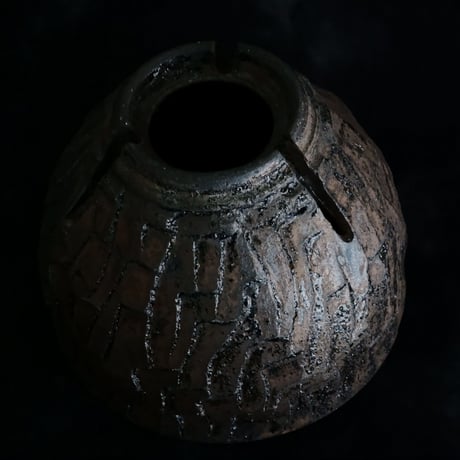 沼野秀章 作品【 Black Wrap 】3.5号 笠間焼 植木鉢 ［ No.131］