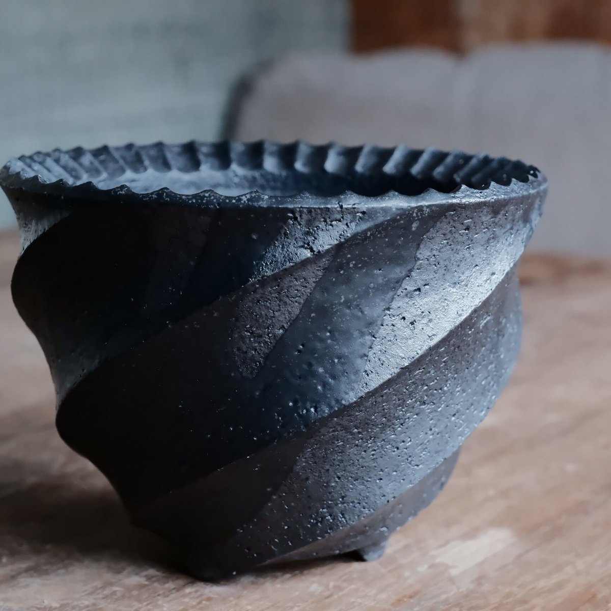 沖誠陶器鉢 シリンダーツイストスパイラル シリンダーpot 植木鉢