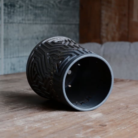 《size M》根本峻吾 作品【 S.N.POT type. tall 「 鐡 - kurogane - 」4号 】笠間焼 植木鉢