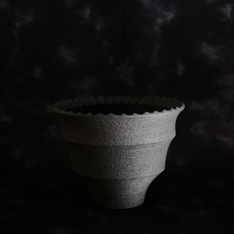 沖誠 作品【 Narrow Border / round / 4号 】笠間焼 植木鉢 【No.95】