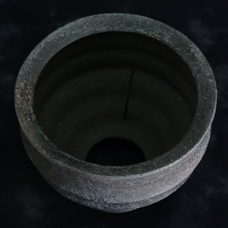 沼野秀章 作品【 Black Wrap 】4号 笠間焼 植木鉢 ［ No.136］